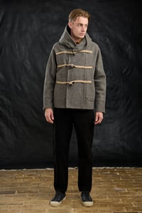 Image 2 of Fisherman  wool Short TOGGLE Coat - Biscuit Grey  £490.00