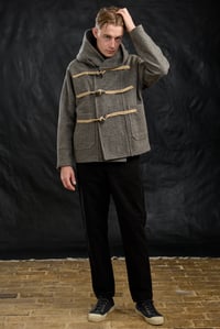 Image 3 of Fisherman  wool Short TOGGLE Coat - Biscuit Grey  £490.00