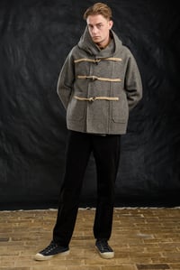 Image 4 of Fisherman  wool Short TOGGLE Coat - Biscuit Grey  £490.00
