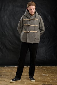 Image 23 of Fisherman  wool Short TOGGLE Coat - Biscuit Grey  £490.00