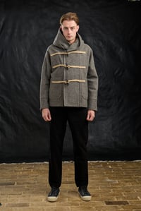 Image 24 of Fisherman  wool Short TOGGLE Coat - Biscuit Grey  £490.00
