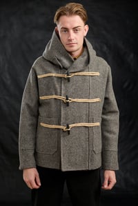Image 11 of Fisherman  wool Short TOGGLE Coat - Biscuit Grey  £490.00