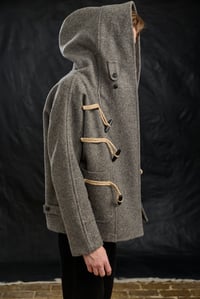 Image 16 of Fisherman  wool Short TOGGLE Coat - Biscuit Grey  £490.00