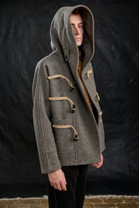 Image 13 of Fisherman  wool Short TOGGLE Coat - Biscuit Grey  £490.00