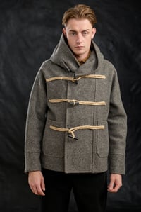 Image 6 of Fisherman  wool Short TOGGLE Coat - Biscuit Grey  £490.00