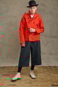 Image 3 of FISHERMAN Short COAT in Light weight Wax Cotton - Red £395.00