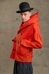 Image 9 of FISHERMAN Short COAT in Light weight Wax Cotton - Red £395.00