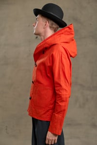 Image 10 of FISHERMAN Short COAT in Light weight Wax Cotton - Red £395.00