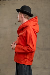 Image 11 of FISHERMAN Short COAT in Light weight Wax Cotton - Red £395.00