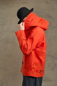 Image 12 of FISHERMAN Short COAT in Light weight Wax Cotton - Red £395.00