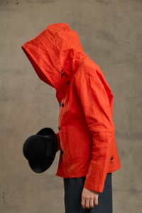 Image 14 of FISHERMAN Short COAT in Light weight Wax Cotton - Red £395.00