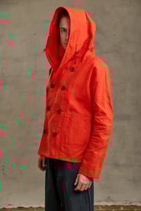Image 18 of FISHERMAN Short COAT in Light weight Wax Cotton - Red £395.00