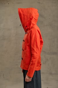 Image 19 of FISHERMAN Short COAT in Light weight Wax Cotton - Red £395.00