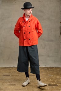 Image 1 of FISHERMAN Short COAT in Light weight Wax Cotton - Red £395.00