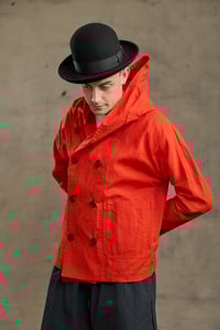 Image 7 of FISHERMAN Short COAT in Light weight Wax Cotton - Red £395.00