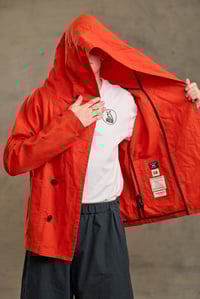 Image 24 of FISHERMAN Short COAT in Light weight Wax Cotton - Red £395.00