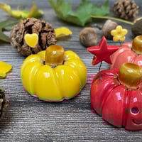 Image 2 of Handmade Yellow/Red/Pink Ceramic Pumpkins