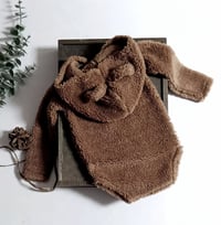 Image 2 of Sitter baby romper for photo shoots | Fluffy Bear | age 9-12 months | camel