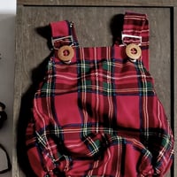 Image 2 of Christmas dungarees for sitter photo shoots | Christian | age 9-12 months | plaid