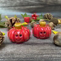 Image 1 of Handmade Red Ceramic Smiley Pumpkins