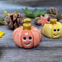 Image 3 of Handmade Pink/Yellow Ceramic Smiley Pumpkins