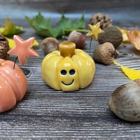 Image 5 of Handmade Pink/Yellow Ceramic Smiley Pumpkins