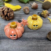Image 6 of Handmade Pink/Yellow Ceramic Smiley Pumpkins