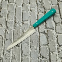 Image 2 of Petty knife turquoise linen micarta