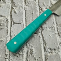 Image 4 of Petty knife turquoise linen micarta