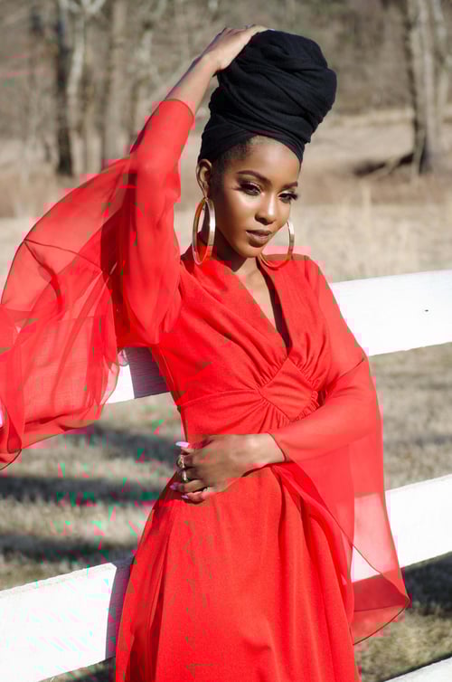 Image of Vintage 1970's La Charmante Red Goddess Dress