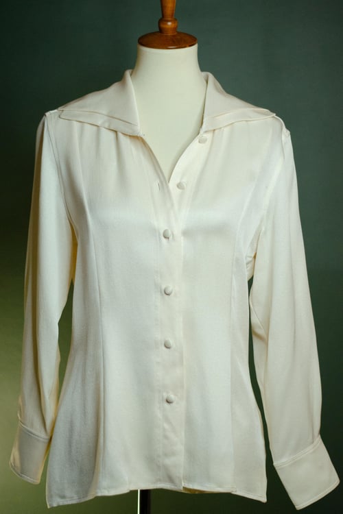 Image of Vintage Escada Cream Double Wing Collar Blouse