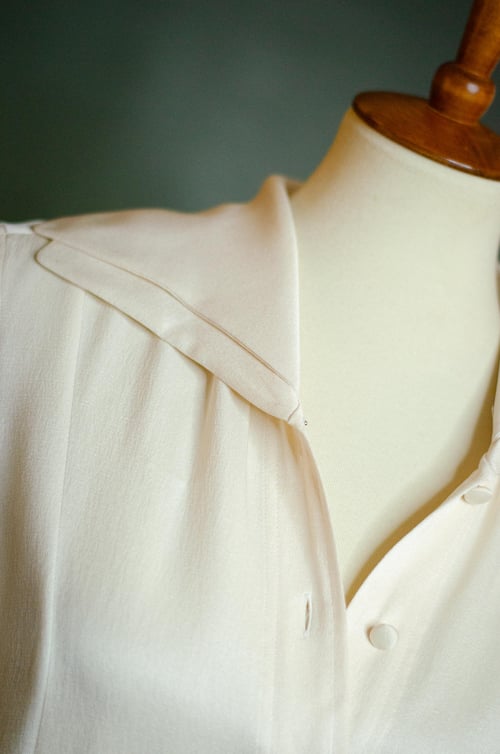 Image of Vintage Escada Cream Double Wing Collar Blouse