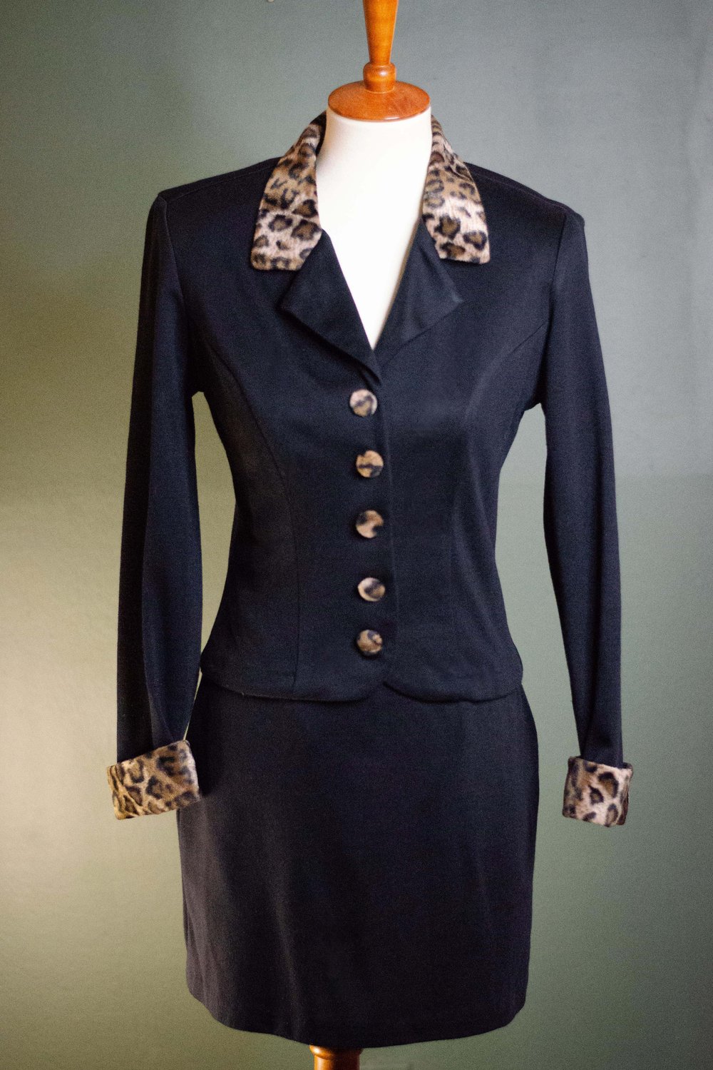 Image of Vintage 1990's All That Jazz Faux Fur Trim Mini Skirt Suit