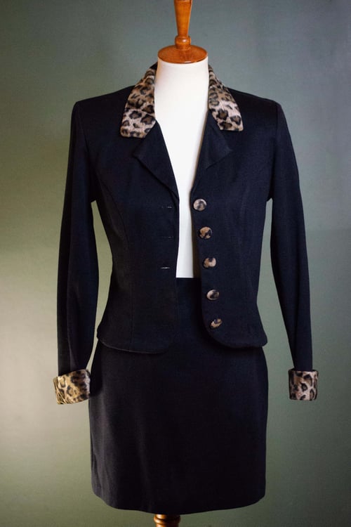 Image of Vintage 1990's All That Jazz Faux Fur Trim Mini Skirt Suit