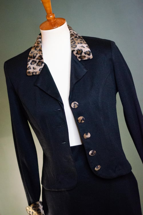 Image of Vintage 1990's All That Jazz Faux Fur Trim Mini Skirt Suit