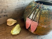 Image 4 of Fire Patina Triangular Mixed Metal earrings / n179