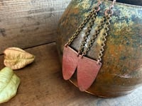 Image 2 of Fire Patina Triangular Mixed Metal earrings / n179
