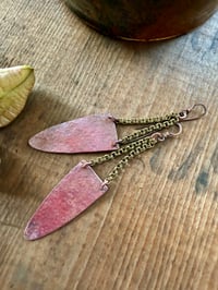 Image 3 of Fire Patina Triangular Mixed Metal earrings / n179