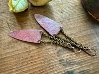 Image 5 of Fire Patina Triangular Mixed Metal earrings / n179