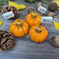 Image 5 of Handmade Ceramic Orange "boo" Pumpkins