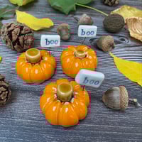 Image 6 of Handmade Ceramic Orange "boo" Pumpkins