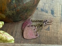 Image 3 of Copy of Fire Patina Triangular Mixed Metal earrings/ n22