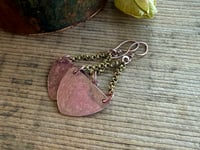 Image 5 of Copy of Fire Patina Triangular Mixed Metal earrings/ n22