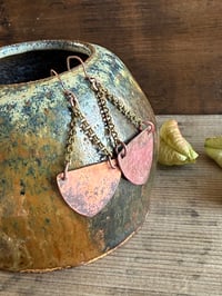 Image 6 of Copy of Fire Patina Triangular Mixed Metal earrings/ n22