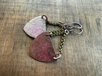 Image 9 of Copy of Fire Patina Triangular Mixed Metal earrings/ n22