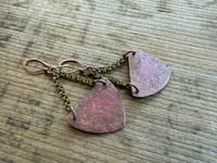Image 1 of Copy of Fire Patina Triangular Mixed Metal earrings/ n22