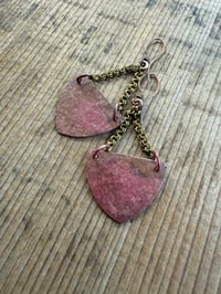 Image 10 of Copy of Fire Patina Triangular Mixed Metal earrings/ n22