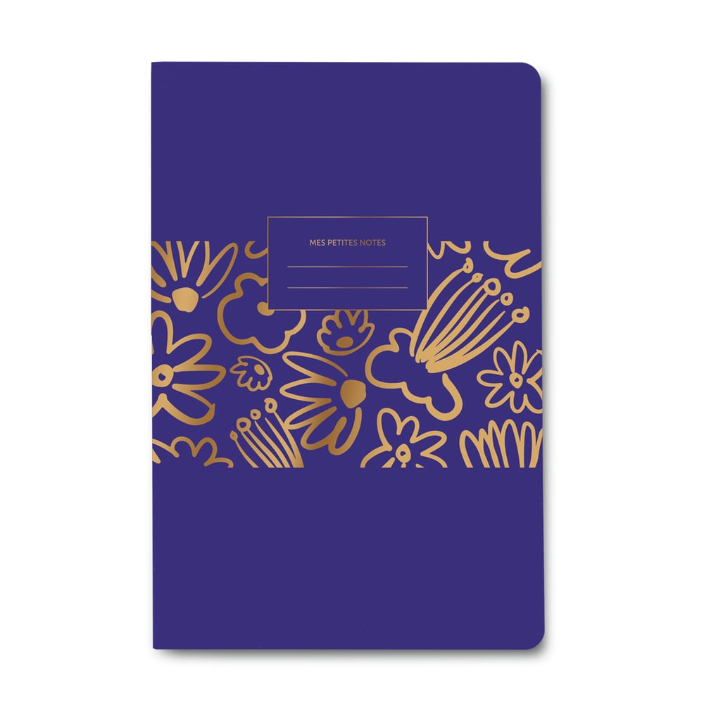 Image of CARNET DOS CARRÉ BIG FLOWERS bleu roi