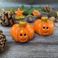 Image 1 of Handmade Orange Ceramic Smiley Pumpkins