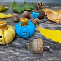 Image 2 of Handmade Ceramic Smiley Pumpkins - Blue or Yellow
